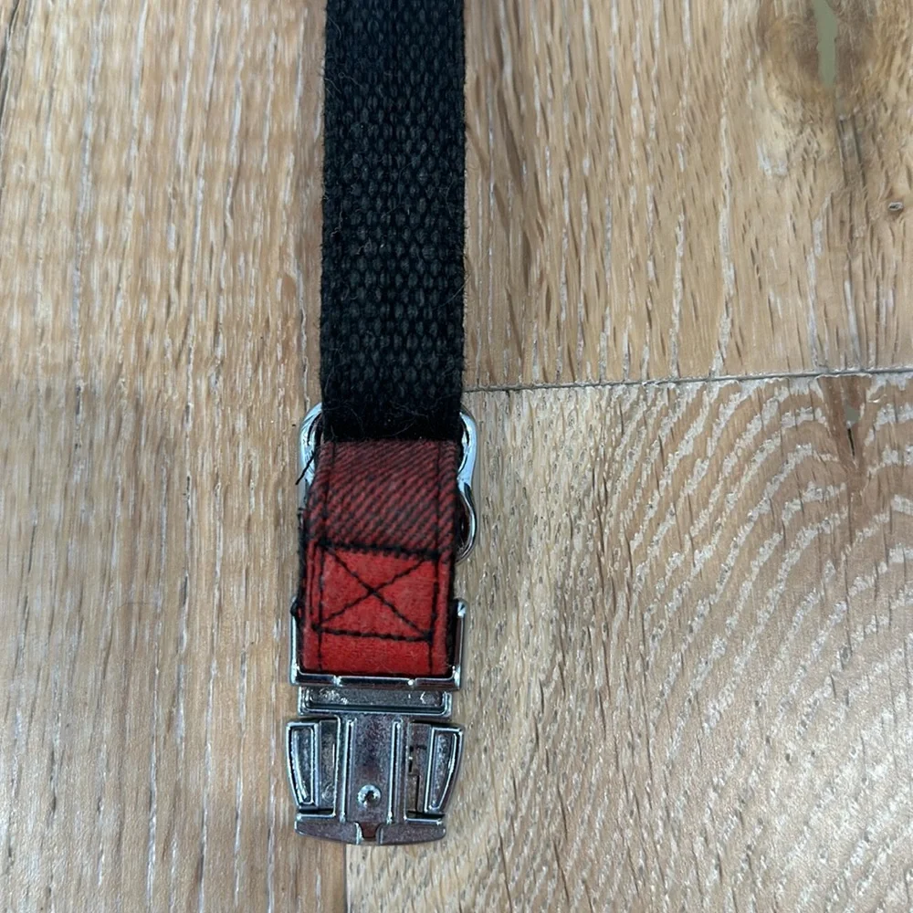 Pack Leashes Beauregard Black Ted Gingham Medium 11”- 15” Dog Collar